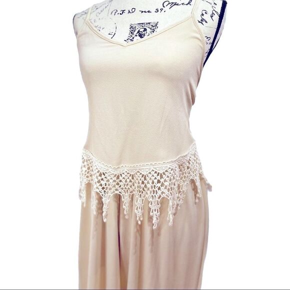 Spaghetti Strap Bandana Top Wide Leg Crochet Trim Summer Romper One Piece Outfit - Picture 3 of 4